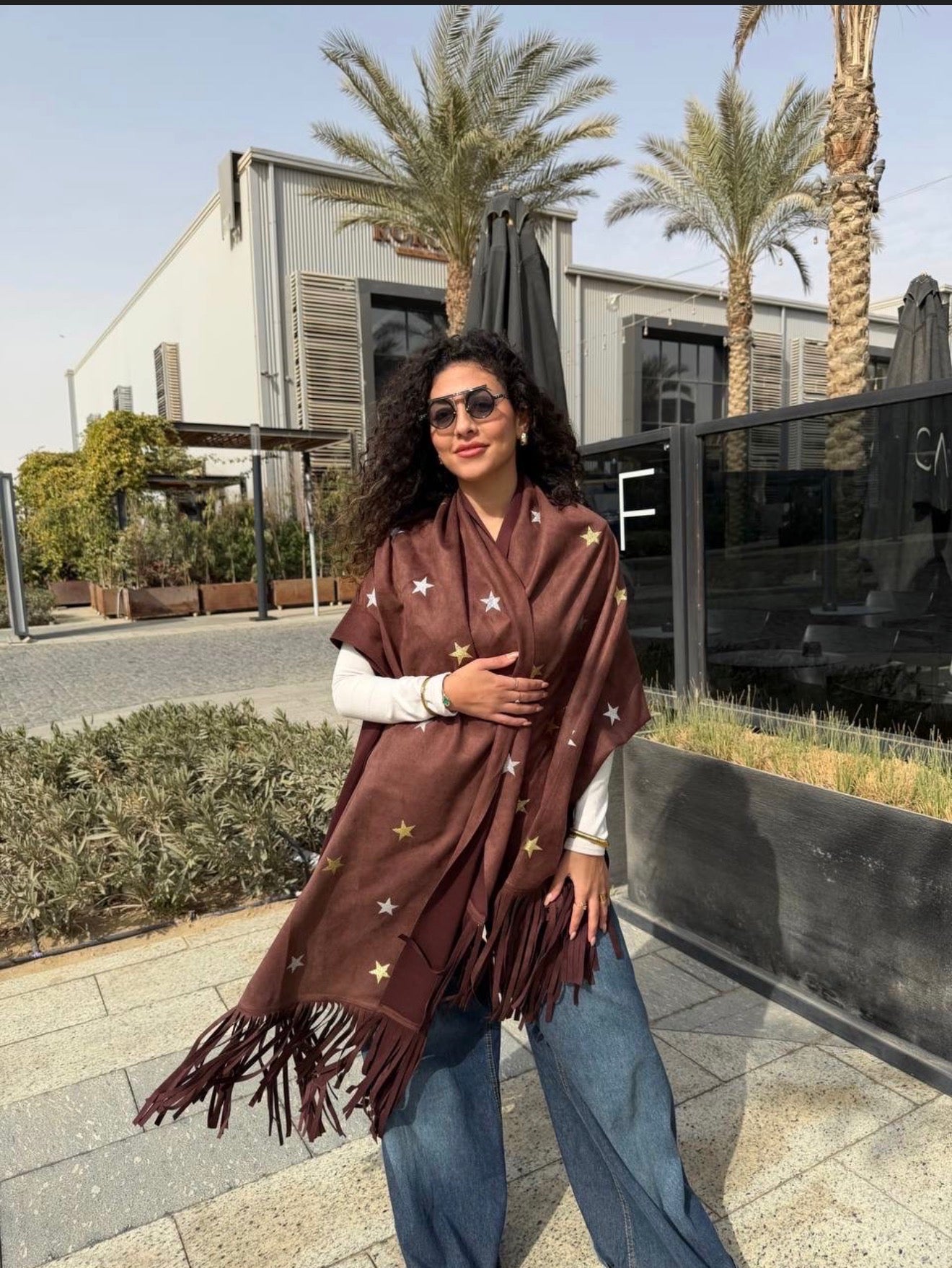 Suede star scarf