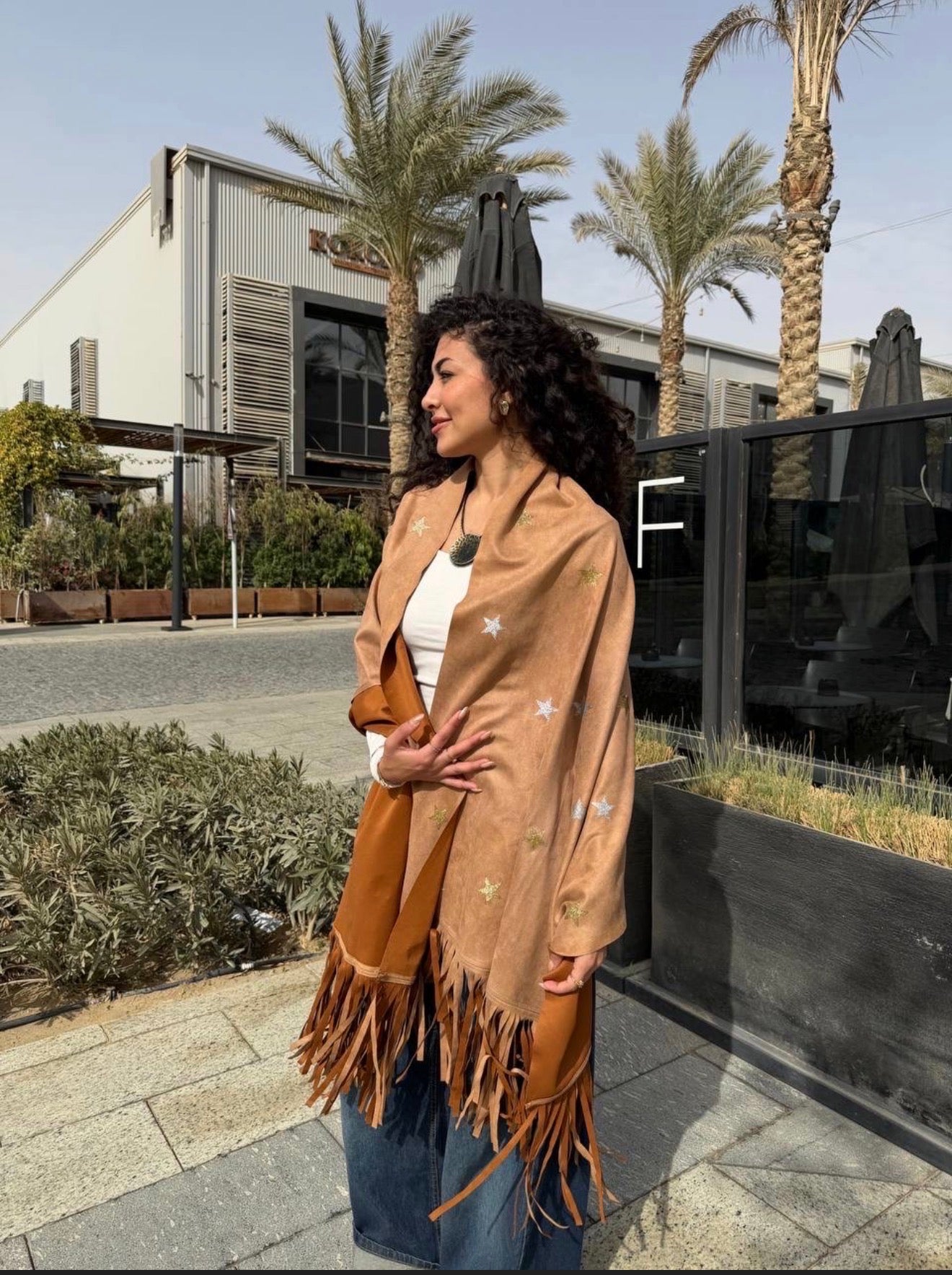 Suede star scarf