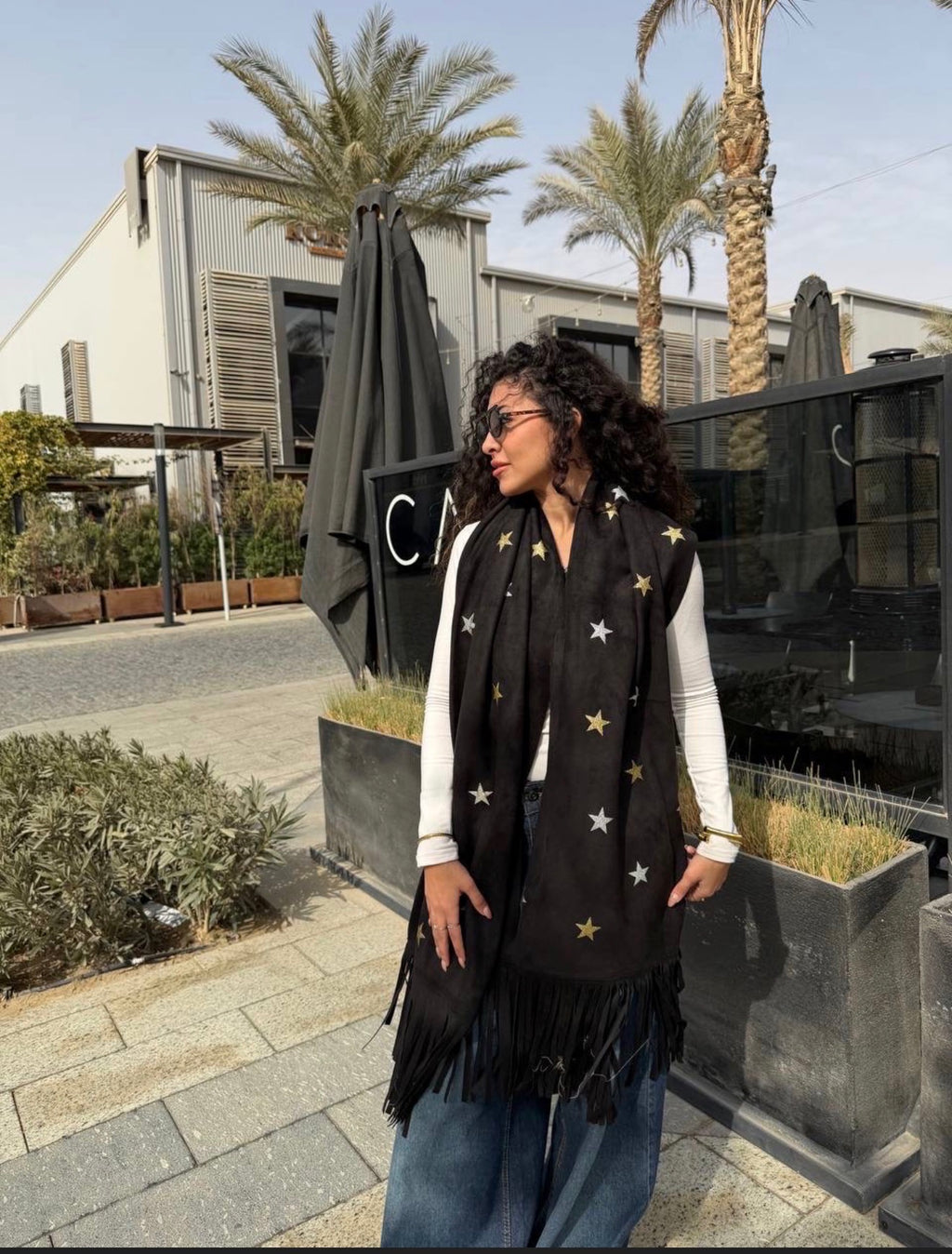 Suede star scarf