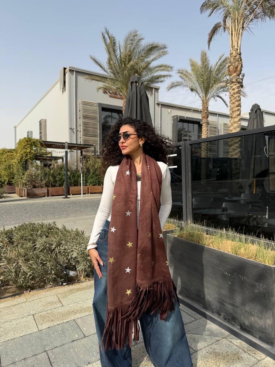 Suede star scarf
